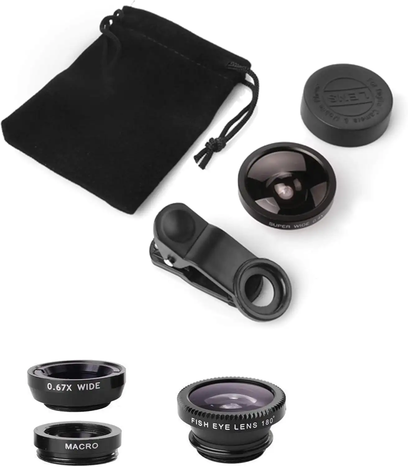 Ailun Phone Lens 3 in 1 Clip On 180 Degree Fish Eye Lens+0.65X Wide Angle+10X Macro Lens - 71ETuAcRSFL._AC_SL1500_